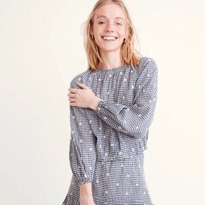 MADEWELL Embroidered Button-Back Shirt in Gingham Check